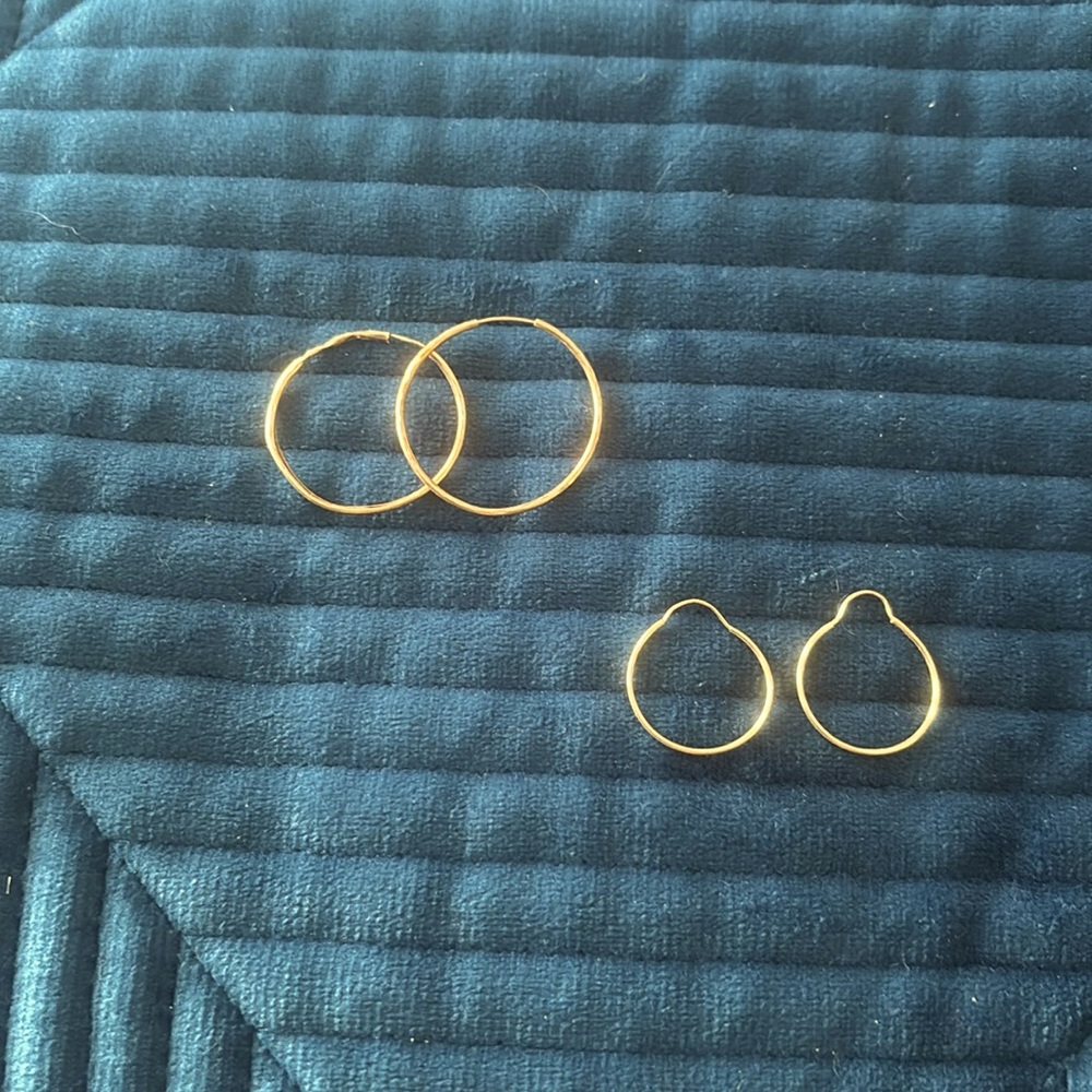 2 PAIR of real Gold Hoops